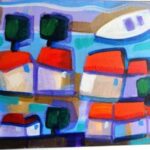 „Kučice i drveće” – Saša P. Novak, ulje na platnu, 24 × 30 cm.