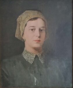 dav „Portret žene” – Omer Mujadžić, ulje na platnu, 40 × 50 cm.