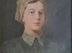 dav „Portret žene” – Omer Mujadžić, ulje na platnu, 40 × 50 cm.
