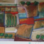 „Pogled iz zraka” – Saša P. Novak, grafika, 50 × 70 cm.