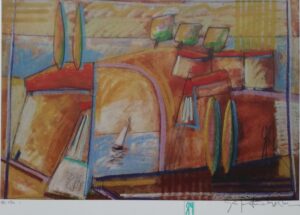 dav „Pejsaž” – Saša P. Novak, grafika, 50 × 70 cm.