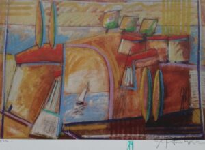 dav „Pejsaž” – Saša P. Novak, grafika, 50 × 70 cm.