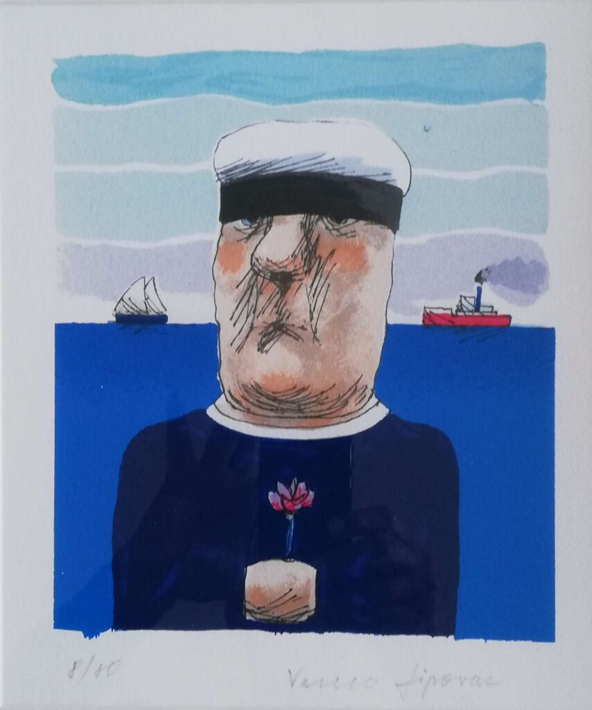„Mornar” – Vasko Lipovac, grafika, 20 × 30 cm.