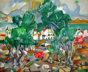 MLADEN VEŽA -ULJE NA PLATNU 50X60 cm „Zelene masline” – Mladen Veža, grafika, 50 × 60 cm.
